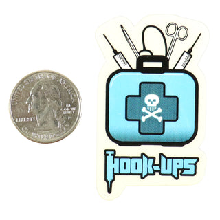 Hook Ups Skateboards Sticker - Mini Size - Logo Nurse Kit 1.4" x 2.5"