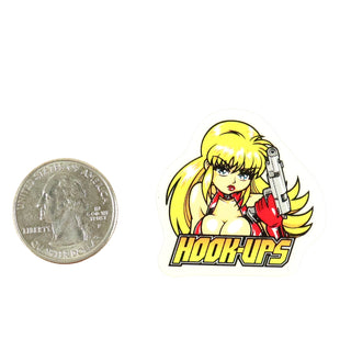 Hook Ups Skateboards Sticker - Mini Size - 357 Blonde 1.5" x 1.4"