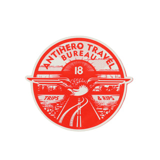 Anti Hero Skateboard Sticker Travel Bureau Red 4.25" x 3.75"