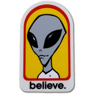 Alien Workshop Skateboard Sticker Believe Yellow 3" x 1.75"