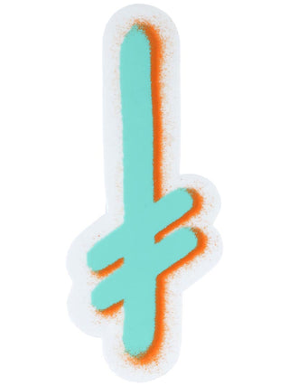 Deathwish Skateboards Sticker Gang Logo Mylar Seafoam/Orange 2.5" x 5.5"