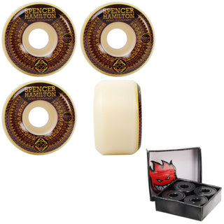 Satori Skateboard Wheels 52mm Spencer Hamilton Gold Mandala Conical 101A with Spitfire Bearings