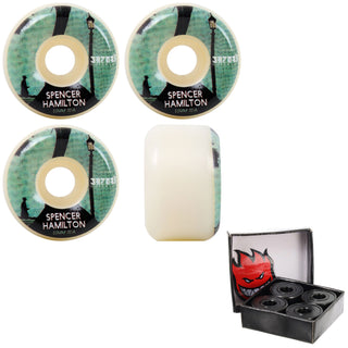 Satori Skateboard Wheels 53mm Spencer Hamilton Artist Conical 101A with Spitfire Bearings