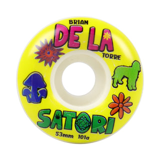 Satori Skateboard Wheels 53mm Brian Delatorre De La Conical 101A with Spitfire Bearings