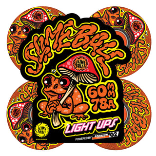 Slime Balls Skateboard Wheels 60mm Frog Trips Light Ups OG Slime 78A Red Glitter w/ Bronson Bearings