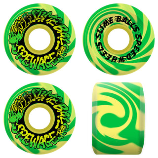 Slime Balls Skateboard Wheels 60mm Spewage OG Slime 78A Green Yellow Swirl