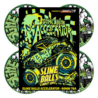 Slime Balls Skateboard Wheels 66mm Accelerator Light Ups OG Slime 78A Green w/ Bronson Bearings