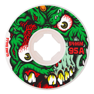 Slime Balls Skateboard Wheels 54mm Roskopp Face Two Reissue Hardline 95A White