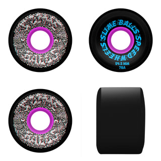 Slime Balls Skateboard Wheels 54.5mm Brain Busters 3D OG Slime 78A Black