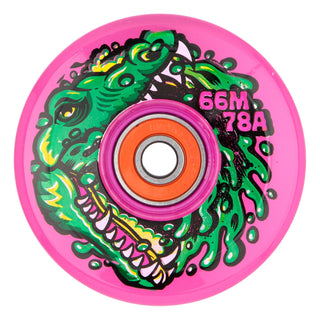 Slime Balls Skateboard Wheels 66mm Gator Swamp Spew Light Ups OG Slime 78A Pink with Bronson Bearings