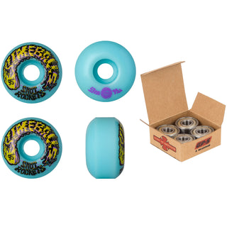 Slime Balls Skateboard Wheels and Independent Bearings Combo 53mm Snot Rockets 95A Pastel Blue