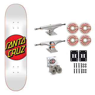 Santa Cruz Skateboard White 8.0" Independent Spitfire Premium Kit