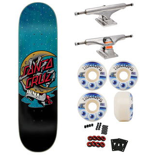 Santa Cruz Premium Skateboard with Indy Trucks, Triclops Wheels 8.25" Crescent Bone Hand