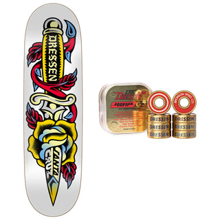 Santa Cruz Skateboard Deck Dressen Rose Dagger 8.7" + Bronson Pro G3 Bearings