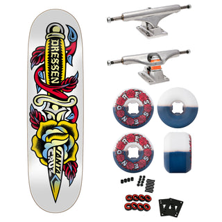 Santa Cruz Premium Skateboard with Indy Trucks, Slime Balls Wheels 8.7" Dressen Rose Dagger