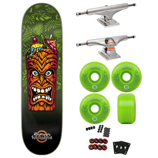 Santa Cruz Premium Skateboard with Indy Trucks, Triclops Wheels 8.5" Roskopp Tiki Mug