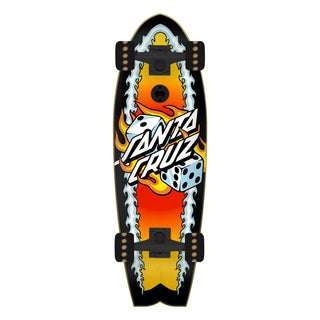 Santa Cruz Skateboard Cruiser Complete Flaming Dot Dice - Light Up Wheels - 8.81" x 27.69"