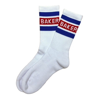 Baker Skateboards Socks Red Stripe White