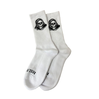 Deathwish Skateboards Socks Reap and Sew White