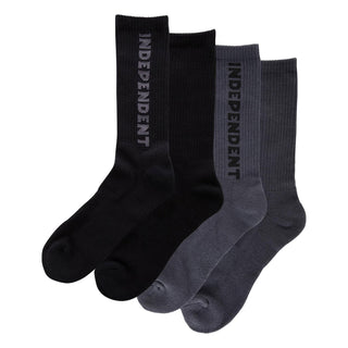 Independent Trucks Socks Baseline 2-Pack Crew Black/Charcoal Adult