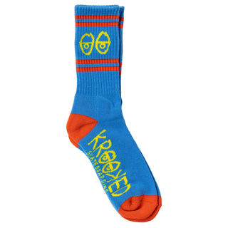 Krooked Skateboards Socks Eyes Light Blue/Red/Yellow Blue