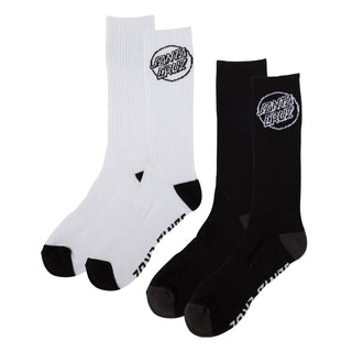 Santa Cruz Skateboards Socks Opus Strip Crew Black/White 2 Pairs