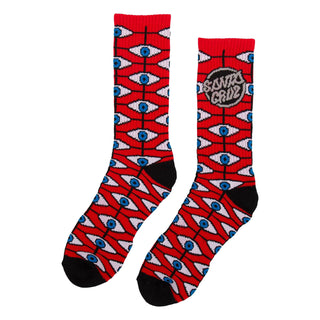 Santa Cruz Skateboards Socks Salba Eyes Mid Crew Red/Black 1 Pair