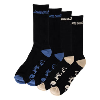 Santa Cruz Skateboards Socks Strange Strip 2-Pack Crew Black Adult