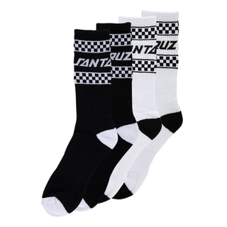Santa Cruz Skateboards Socks Drift Strip 2-Pack Crew White/Black