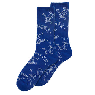Thrasher Socks Gonz Logo Blue/White