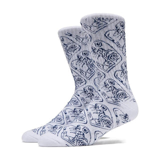 Toy Machine Skateboard Socks Cubist White OS Adult Crew