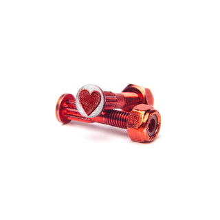 Screw City Skateboard Mounting Hardware 1" - Heart Red