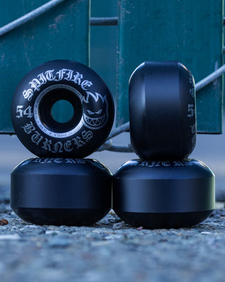 Spitfire Skateboard Wheels 54mm Black Burners with Bronson Pro G3 Bearings