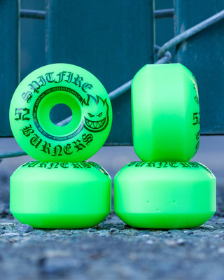 Spitfire Skateboard Wheels 52mm Green Burners with Bronson Pro G3 Bearings