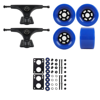 Slant Longboard Trucks (150 Black) with 83mm Blue Wheels, Abec 7 Bearings, Hardware, and Risers