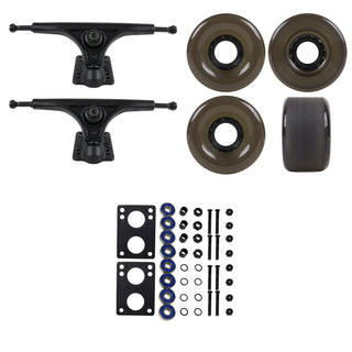 Slant Longboard Trucks (180 Black) with 70mm Black Wheels, Abec 7 Bearings, Hardware, and Risers