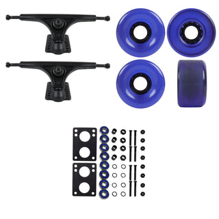 Slant Longboard Trucks (180 Black) with 70mm Purple Wheels, Abec 7 Bearings, Hardware, and Risers
