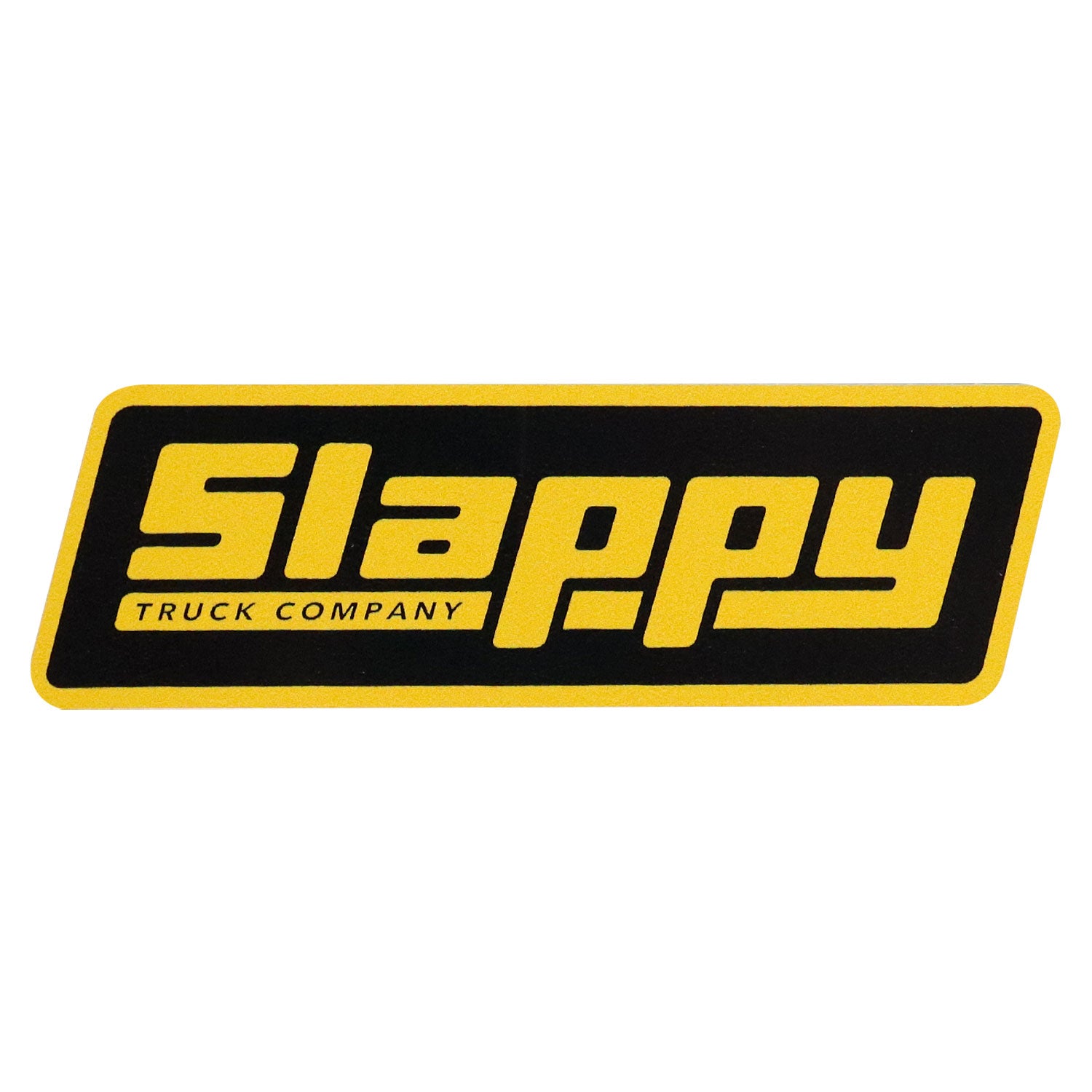 Slappy Skateboard Trucks Sticker OG Logo Black/Yellow 1.5" x 4.25" – TGM Skateboards
