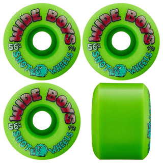Snot Wheel Co. Skateboard Wheels 56mm Wide Boys 99A Fluoro Green
