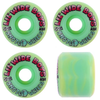 Snot Wheel Co. Skateboard Wheels 50mm Lil Wide Boys 101A Green/Yellow Swirl