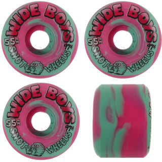 Snot Wheel Co. Skateboard Wheels 55mm Wide Boys 97A Ice/Pink Swirl
