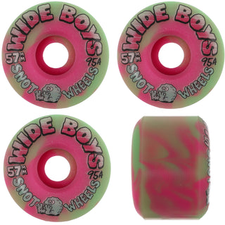 Snot Wheel Co. Skateboard Wheels 57mm Wide Boys 95A Green/Pink Swirl