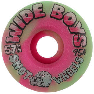 Snot Wheel Co. Skateboard Wheels 57mm Wide Boys 95A Green/Pink Swirl