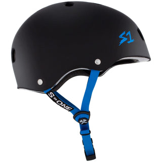 S-One Skateboard Helmet Lifer Black Matte/Cyan Straps + 2 Sizing Liners