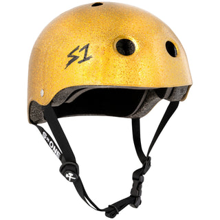 S-One Skateboard Helmet Lifer Gold Gloss Glitter Size L + 2 Sizing Liners