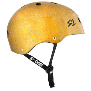 S-One Skateboard Helmet Lifer Gold Gloss Glitter + 2 Sizing Liners