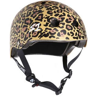 S-One Skateboard Helmet Lifer Tan Leopard Print Size L + 2 Sizing Liners