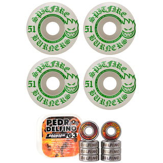 Spitfire Skateboard Wheels 51mm Burners with Bronson Pro G3 Bearings