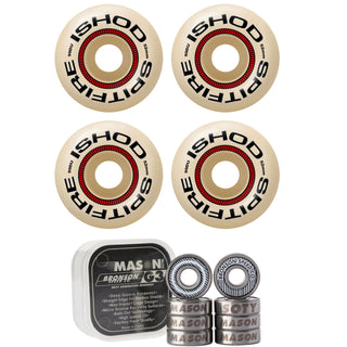 Spitfire Skateboard Wheels 52mm F4 99A Ishod Lock-In Classic with Bronson Pro G3 Bearings