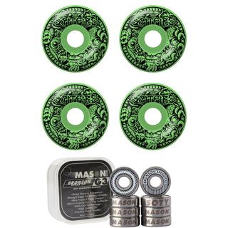 Spitfire Skateboard Wheels 54mm F4 99A Demon Gate Radial Full Glow with Bronson Pro G3 Bearings